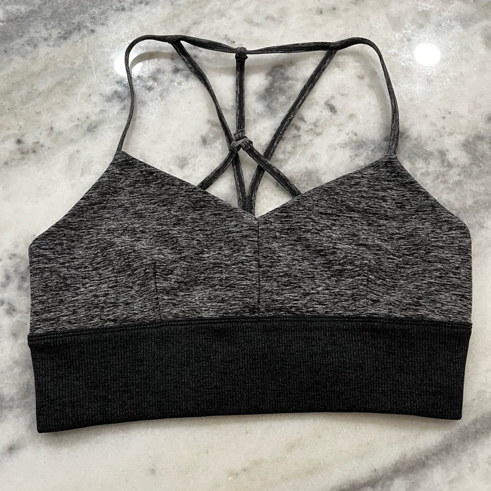 ALO Yoga Gray Strappy Sports Bra
